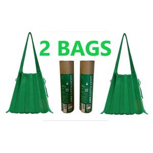 JOSEPH STACEY Lucky Pleats Knit Bag JELLY GREENSolid S Foldable Tote 2 BAGS